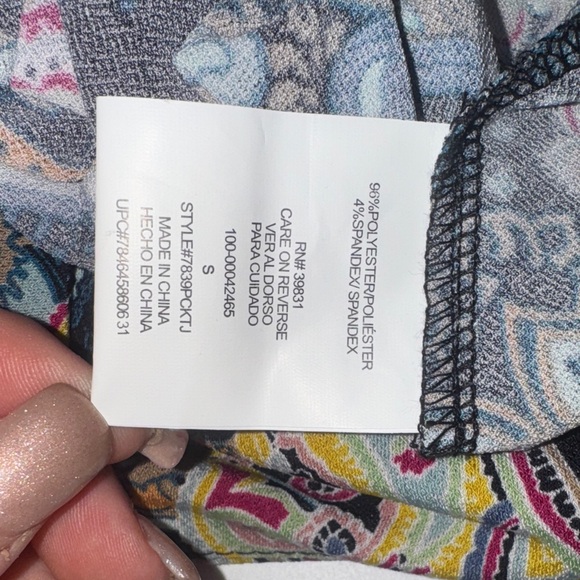 Takara Boho Style Black and Pink Paisley Wide Leg Pants - Picture 5 of 5